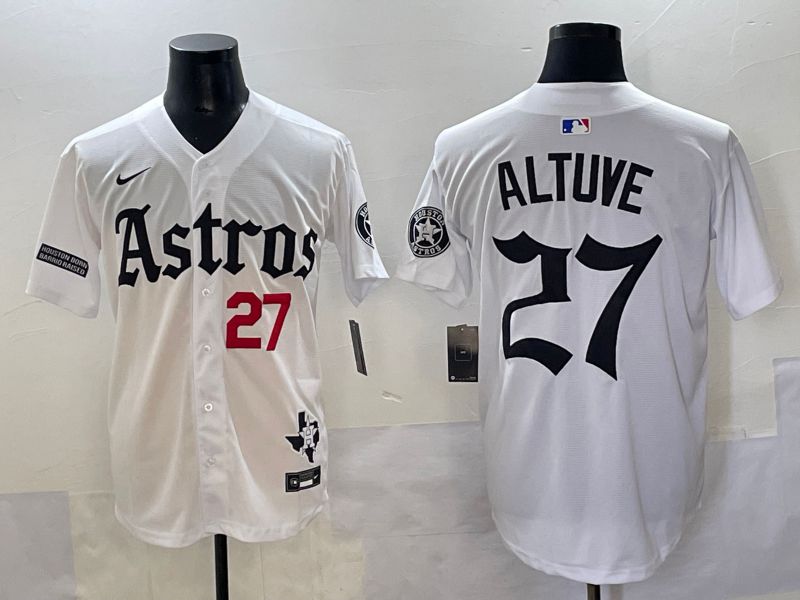 Men 2025 Houston Astros #27 Altuve White Five generations Joint Name Nike MLB Jersey style 9->houston astros->MLB Jersey